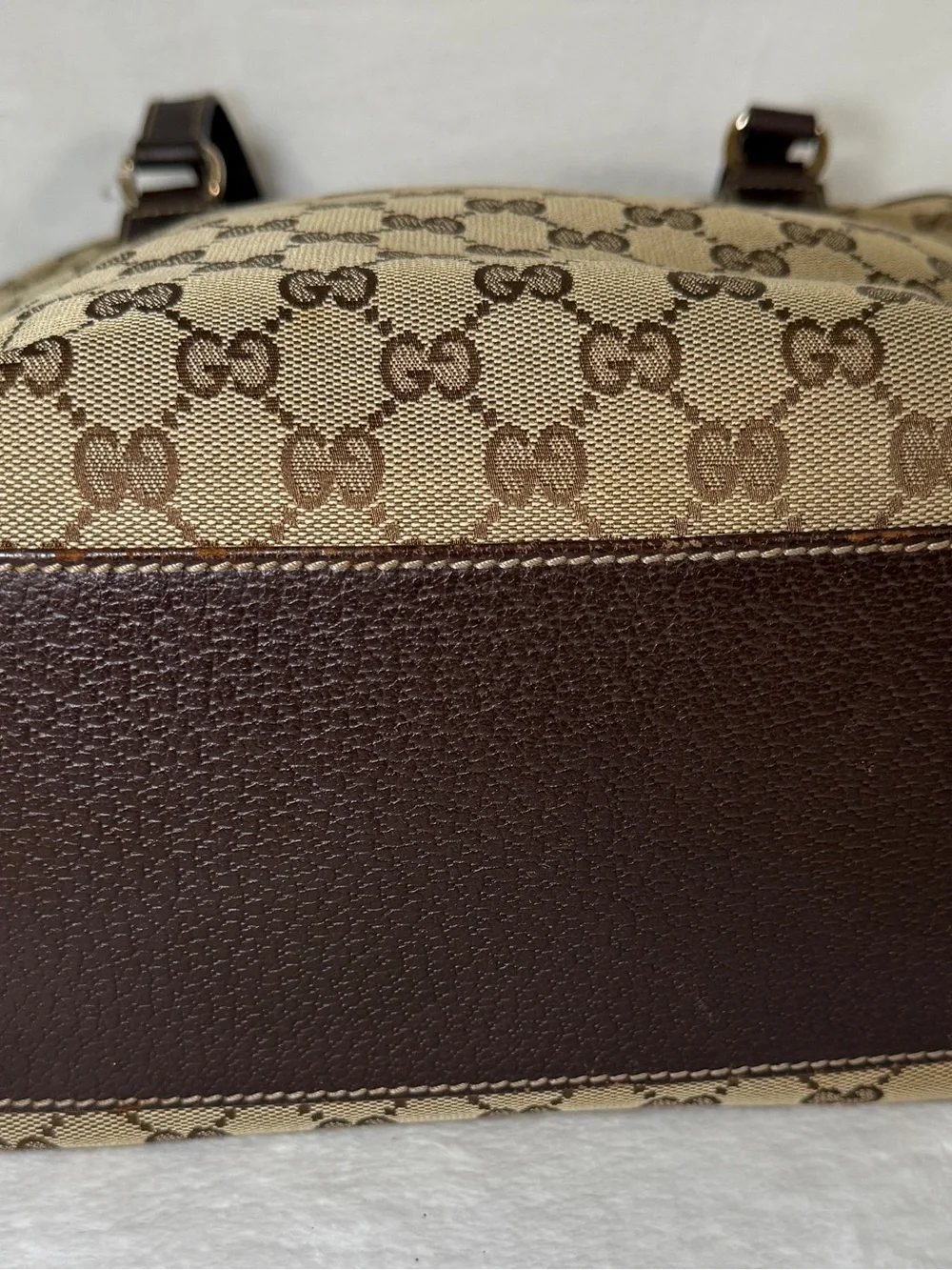 Gucci Beige and Dark Brown GG Canvas Tote